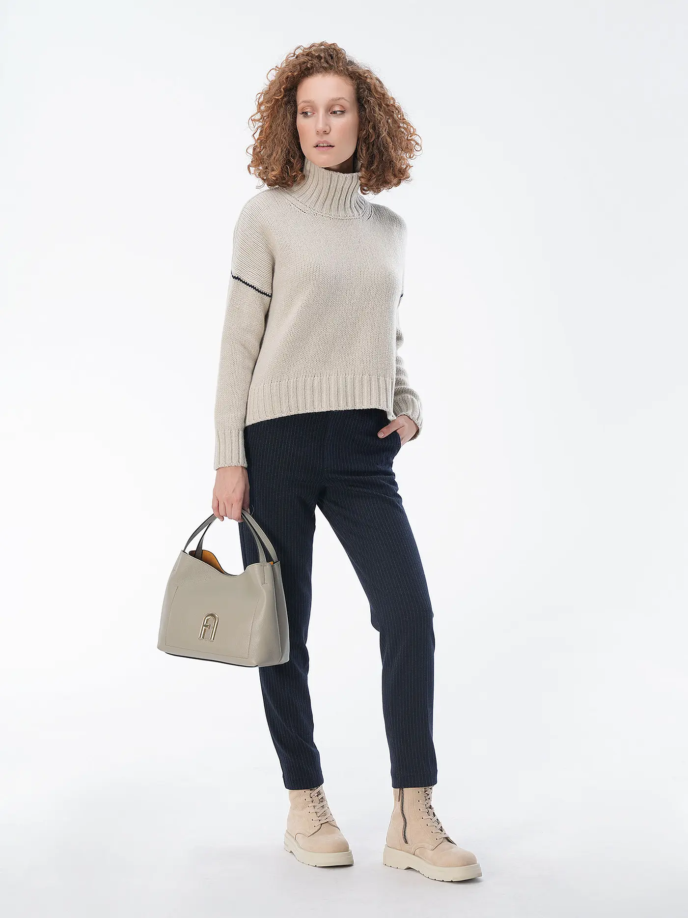 FURLA | Ledertasche - Hobo Bag PRIMULA Small | beige